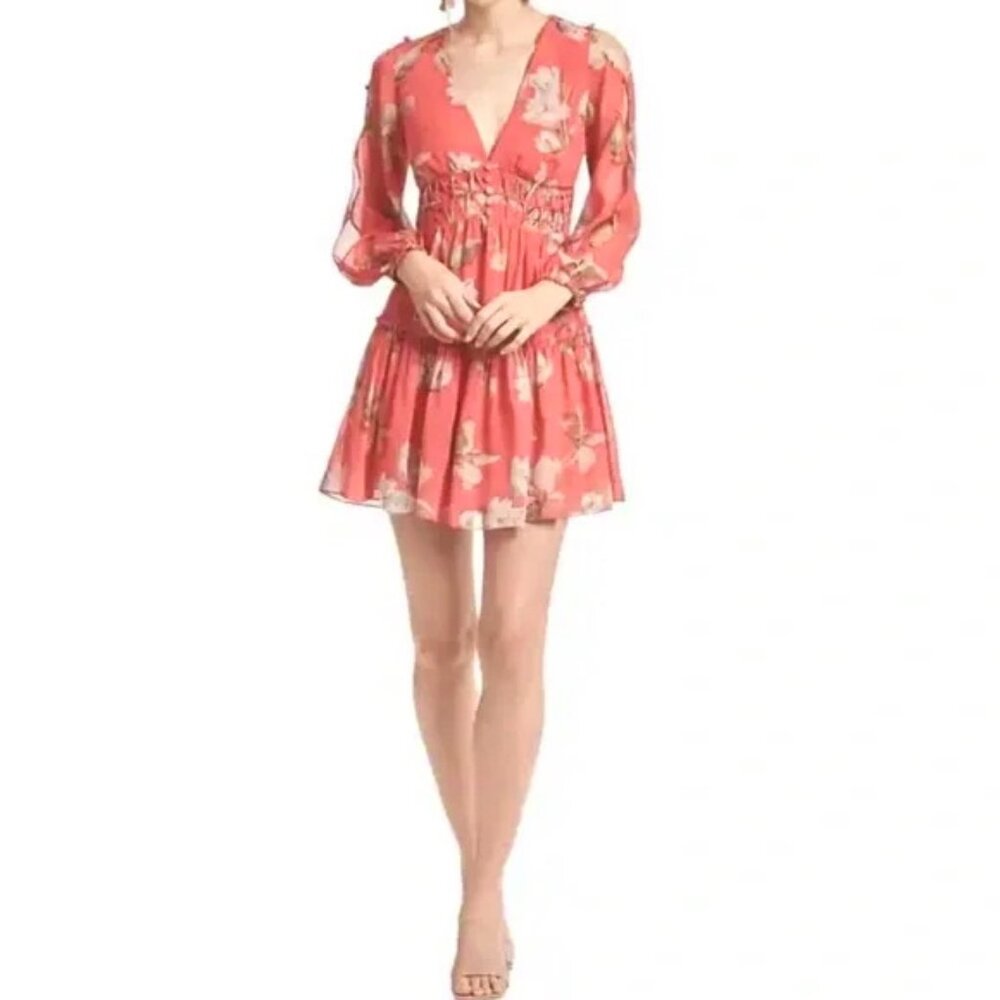 Sachin & Babi Keira Coral Venetia Petals Floral Mini Dress